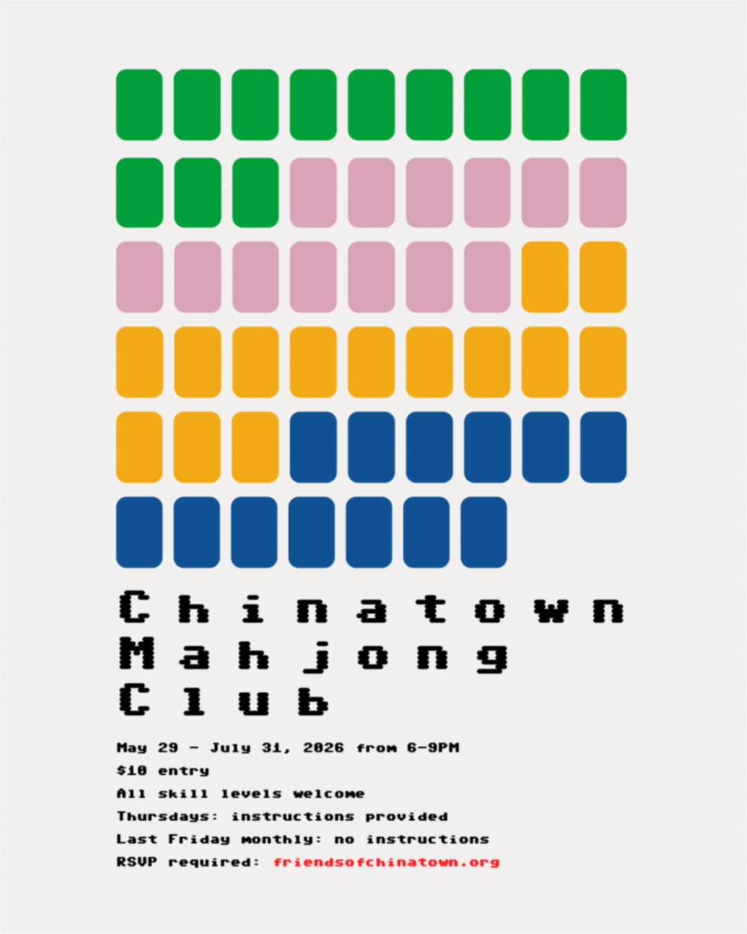 Chinatown Mahjong Club poster — tile grid